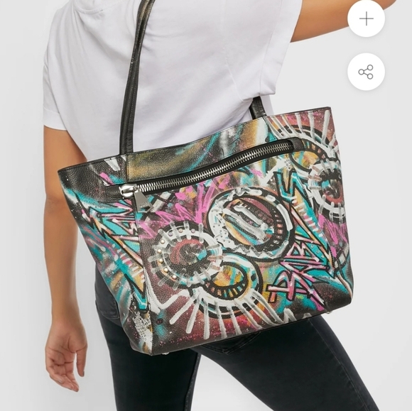 🔹️Aimee Kesternberg 80's Baby Leather TAMITHA Limited Edition Colorful Tote Bag - Picture 2 of 6